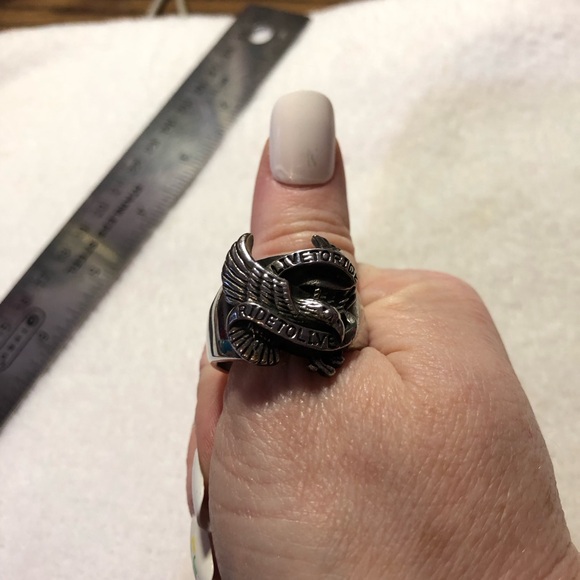 Love to Ride Ride to Live eagle biker stainless steel ring unisex - Picture 6 of 8